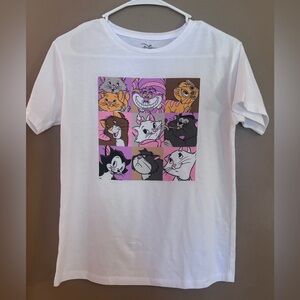 Disney Cats Kids White and Pink Character Tee Size 10/12
